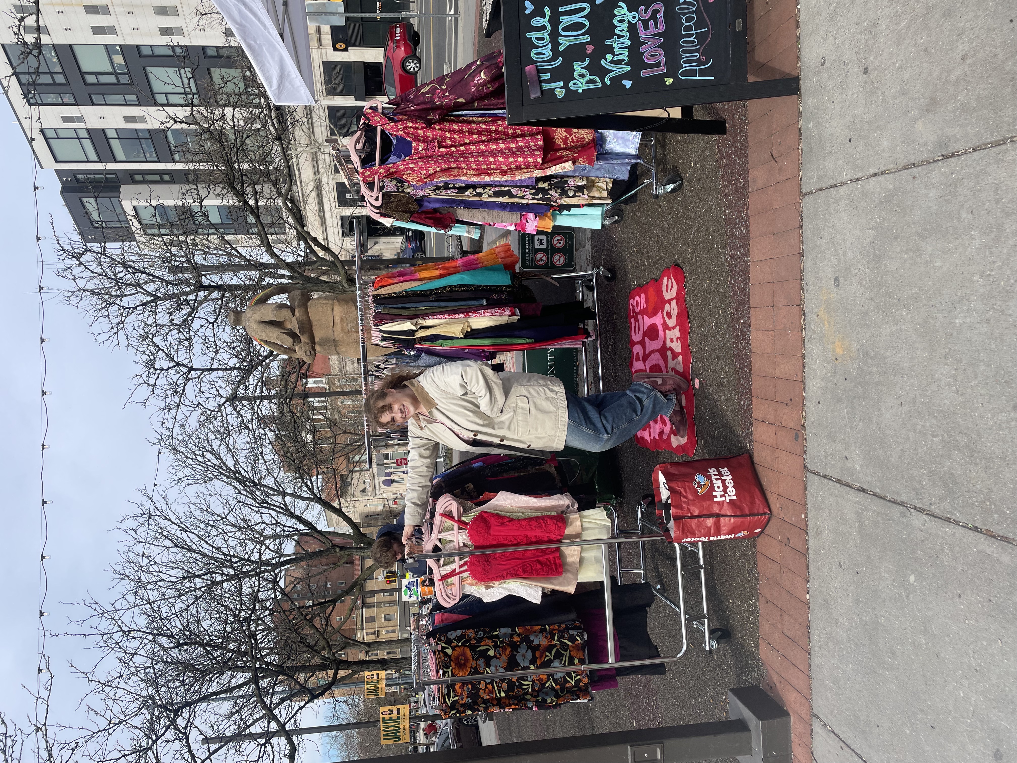 Shoppers enjoying the outdoor vintage market
